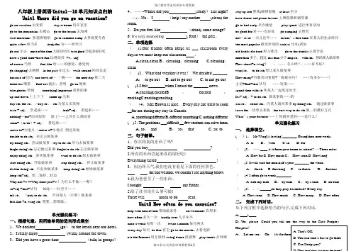 人教版八年级上册英语Units1-10单元知识点归纳