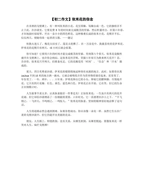 【初二作文】依米花的信念