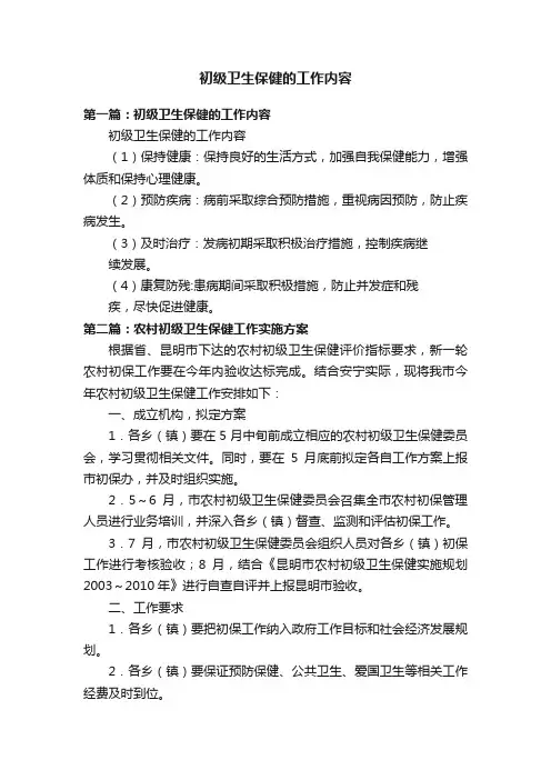 初级卫生保健的工作内容