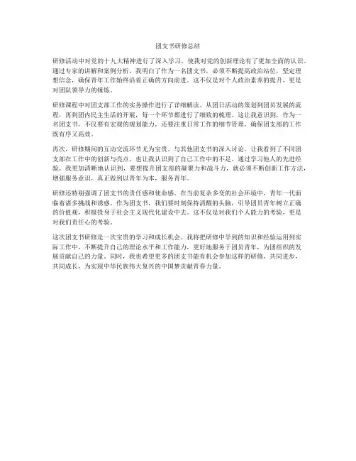 团支书研修总结