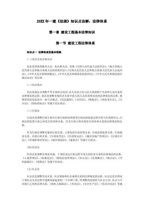 一建《法规》知识点诠解法律体系