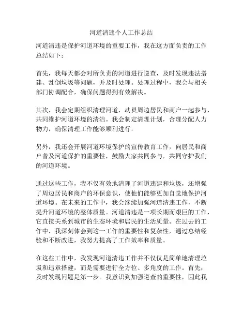 河道清违个人工作总结
