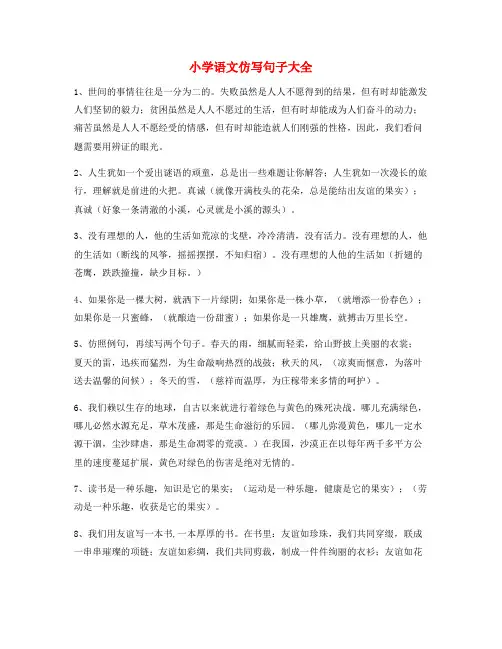 最新小学语文仿写句子常考句式