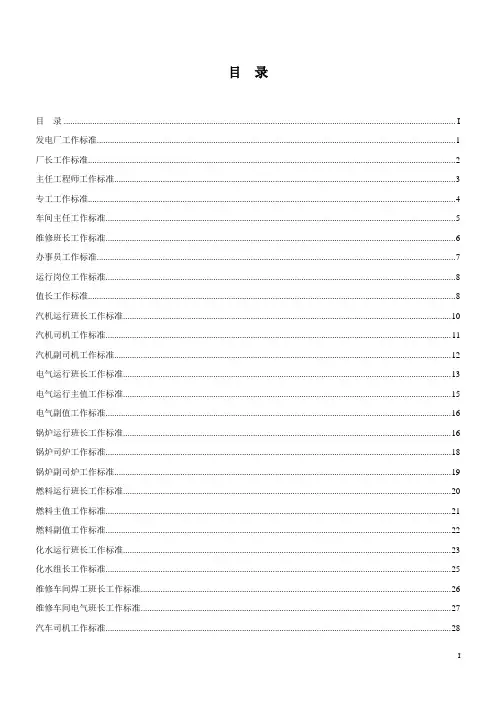 发电厂工作标准