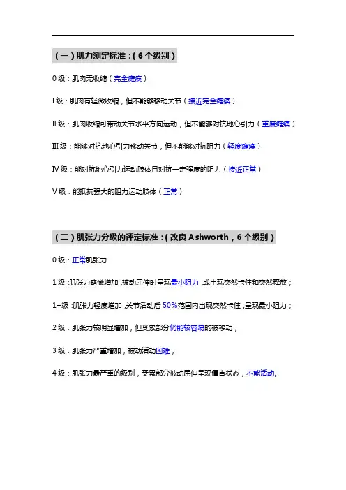 肌力和肌张力评定标准