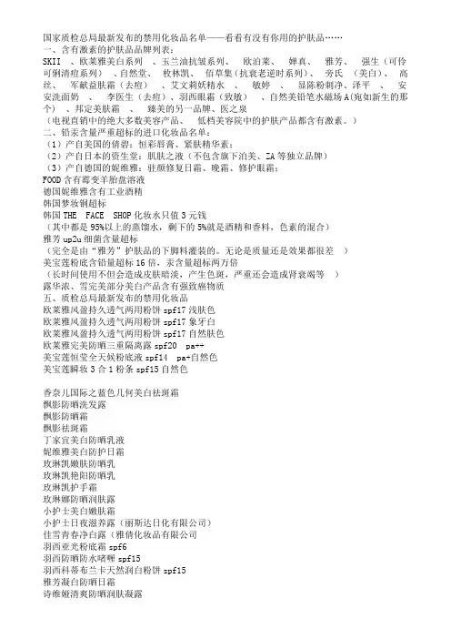 国家严禁销售化妆品名单