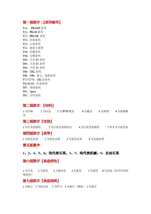 天梭型号表