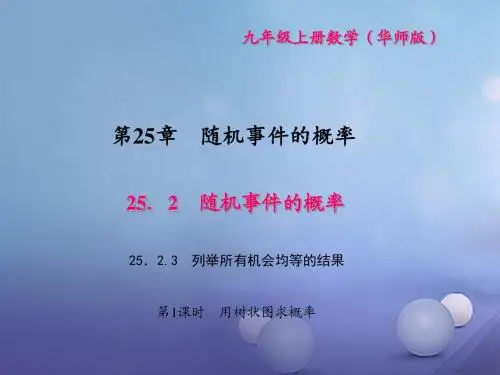 九年级数学上册25.2.3列举所有机会均等的结果第1课时用树状图求概率习题华东师大版