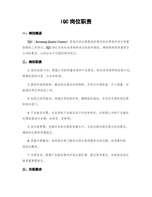 IQC岗位职责