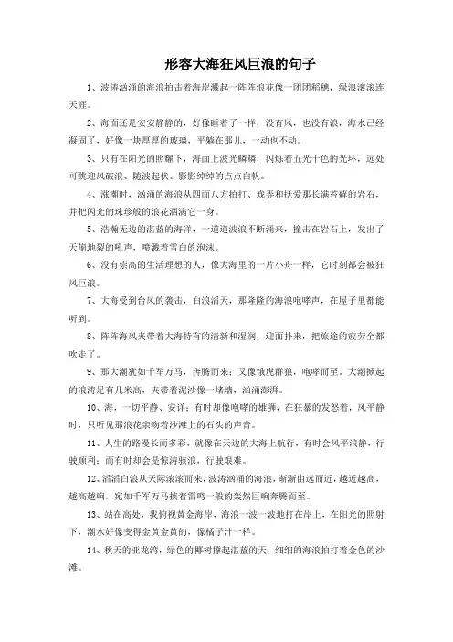 形容大海狂风巨浪的句子
