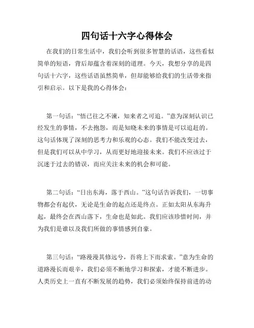 四句话十六字心得体会