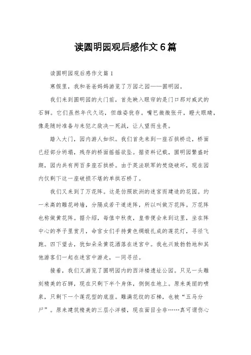 读圆明园观后感作文6篇