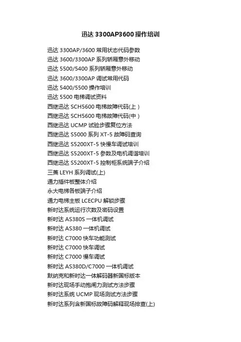 迅达3300AP3600操作培训