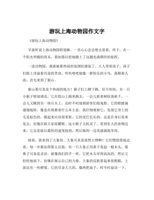 游玩上海动物园作文字