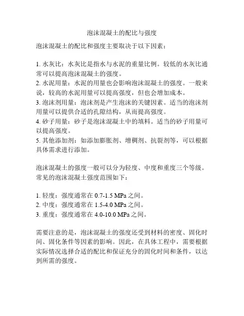 泡沫混凝土的配比与强度