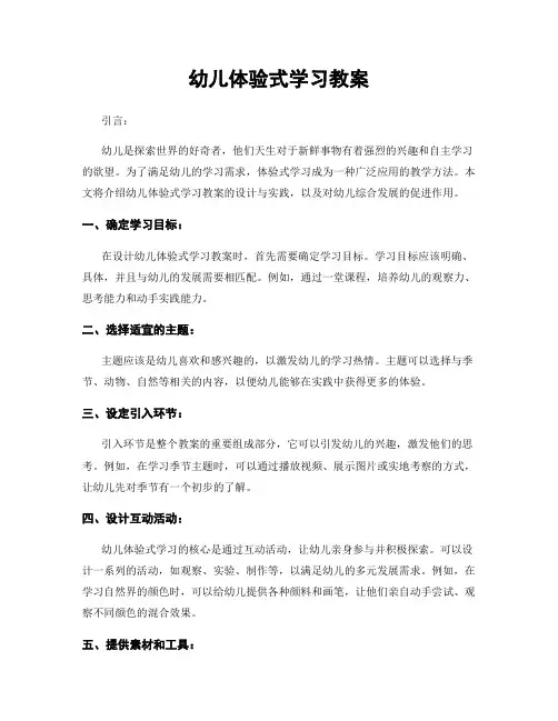 幼儿体验式学习教案