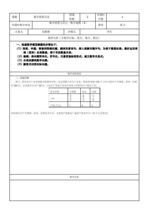 A4 集体备课教案设计表格样表