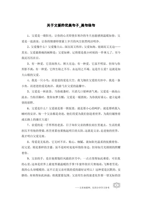 关于父爱的优美句子-美句佳句