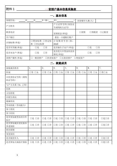 贫困户基本信息采集表
