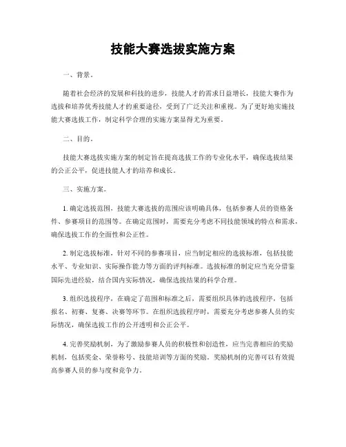 技能大赛选拔实施方案