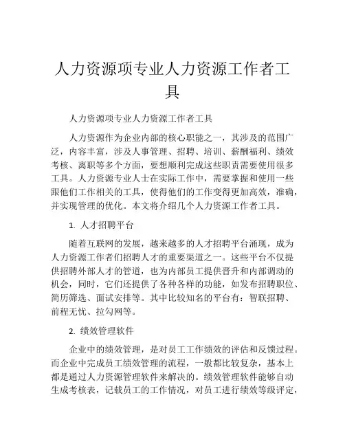 人力资源项专业人力资源工作者工具