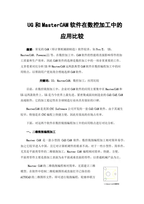 　UG和MasterCAM软件在数控加工中的应用比较