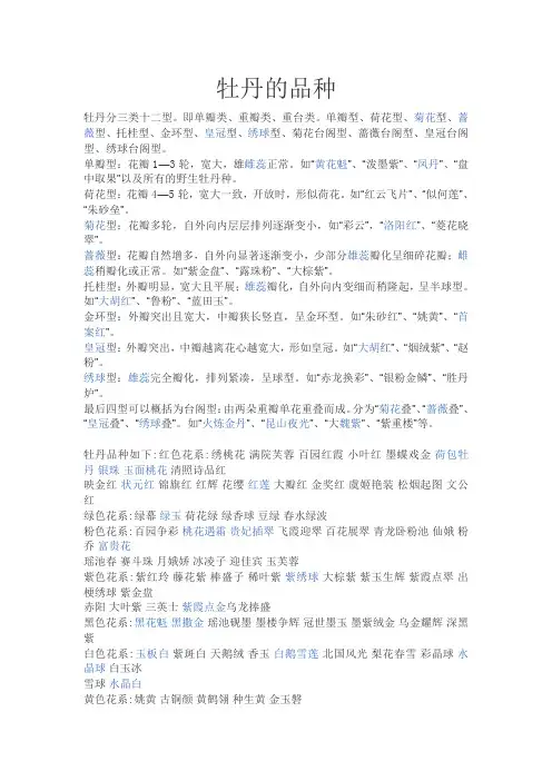 牡丹的品种