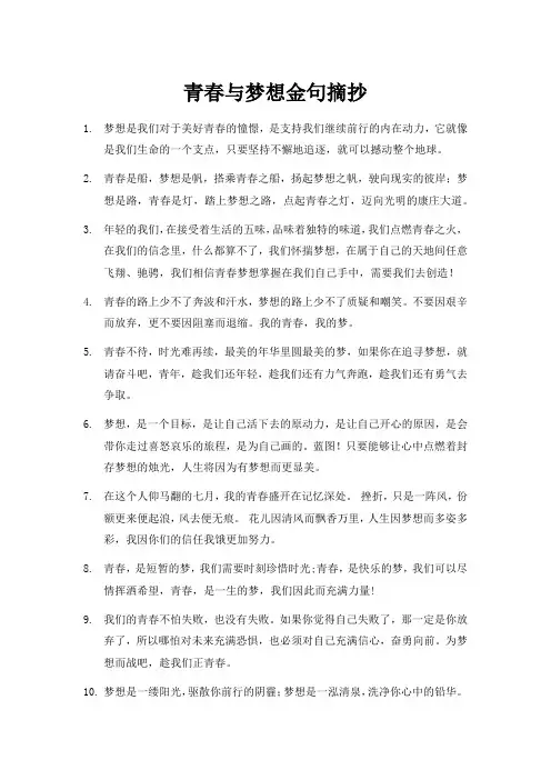 青春与梦想金句摘抄