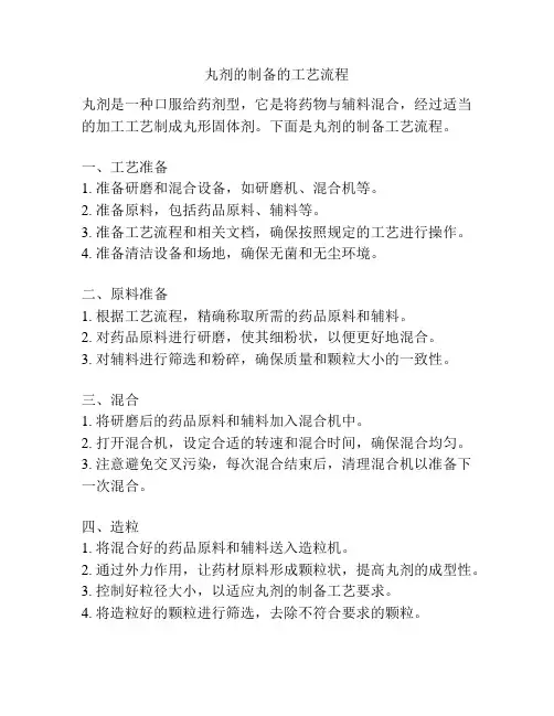 丸剂的制备的工艺流程