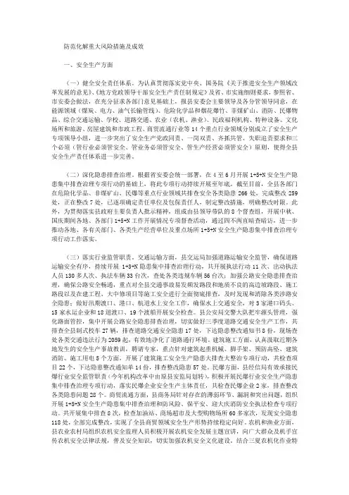 防范化解重大风险措施及成效