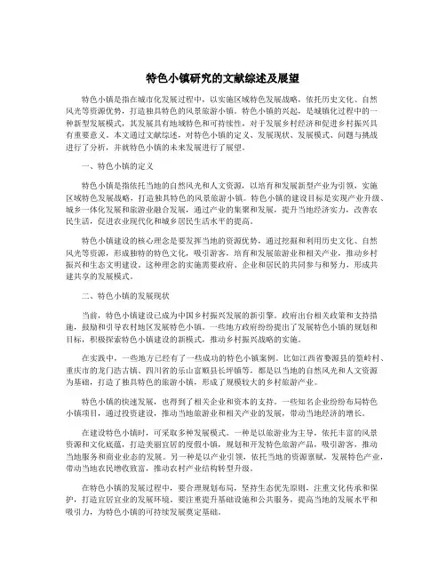 特色小镇研究的文献综述及展望