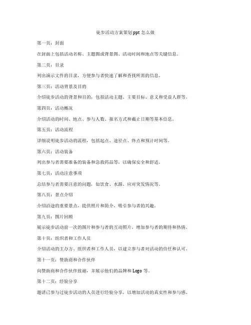 徒步活动方案策划ppt怎么做