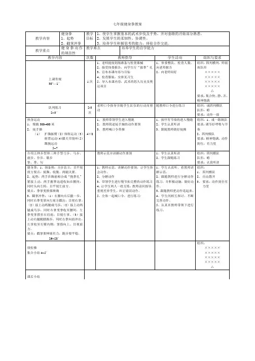 教学设计 健身拳教学设计