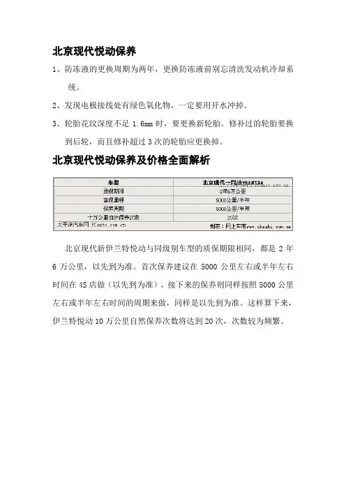 北京现代悦动保养全面解析