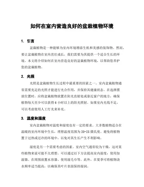 如何在室内营造良好的盆栽植物环境