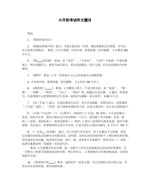 小升初考试作文题目