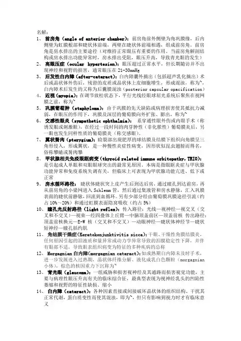 眼科学重点