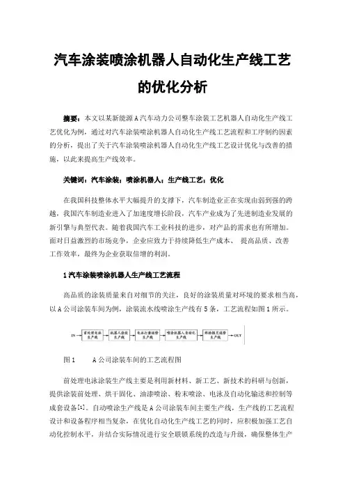 汽车涂装喷涂机器人自动化生产线工艺的优化分析