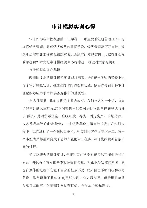 审计模拟实训心得