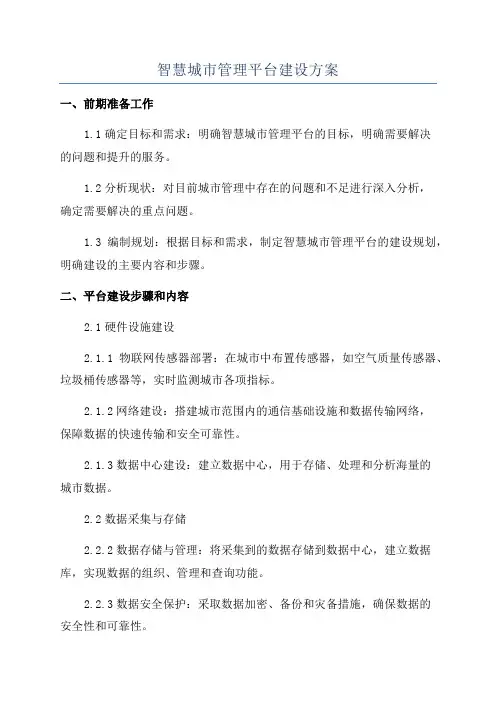 智慧城市管理平台建设方案