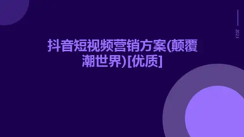 抖音短视频营销方案(颠覆潮世界)[优质]ppt