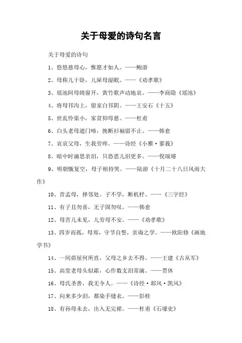 关于母爱的诗句名言
