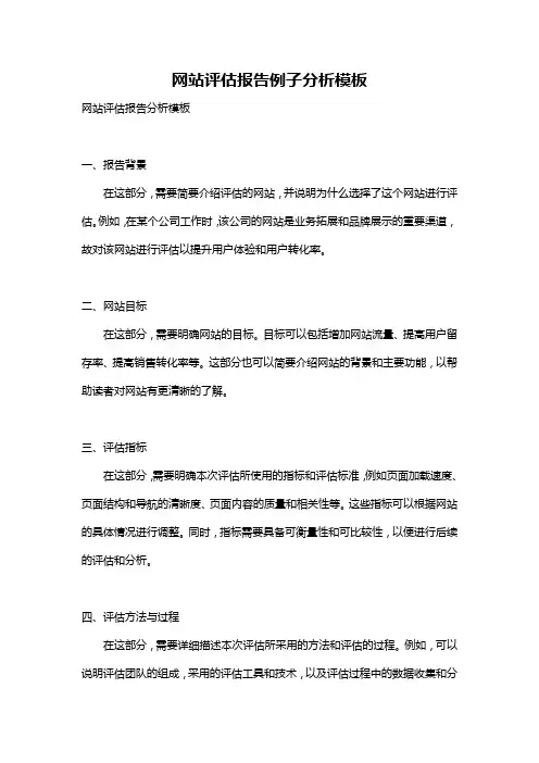 网站评估报告例子分析模板