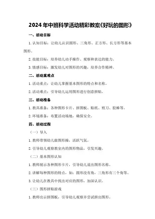 2024年中班科学活动精彩教案《好玩的图形》