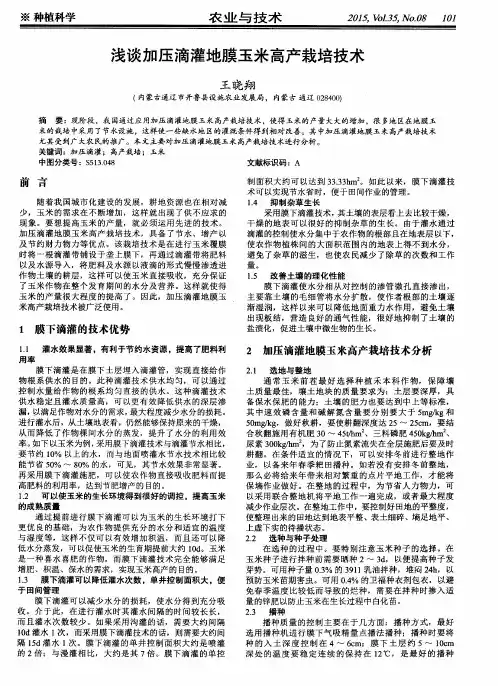 浅谈加压滴灌地膜玉米高产栽培技术