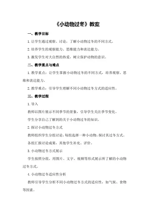 2024年《小动物过冬》教案