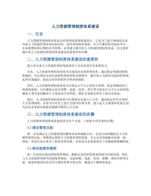 人力资源管理制度体系建设