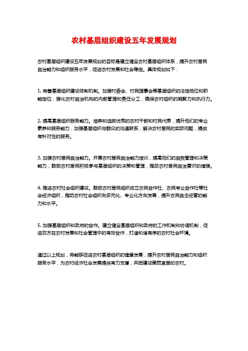 农村基层组织建设五年发展规划 (2)