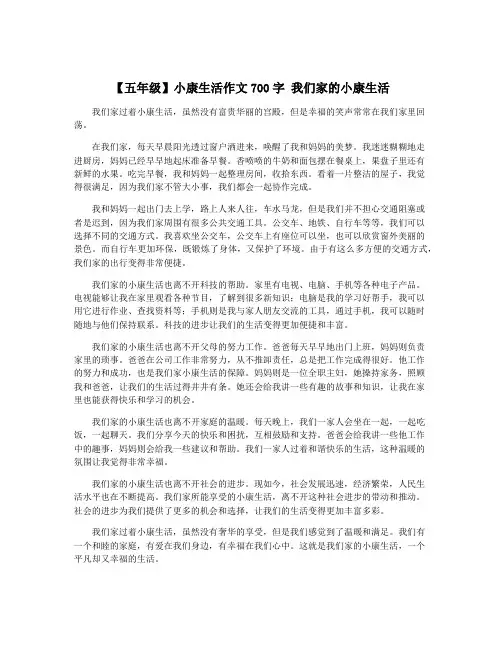 【五年级】小康生活作文700字 我们家的小康生活