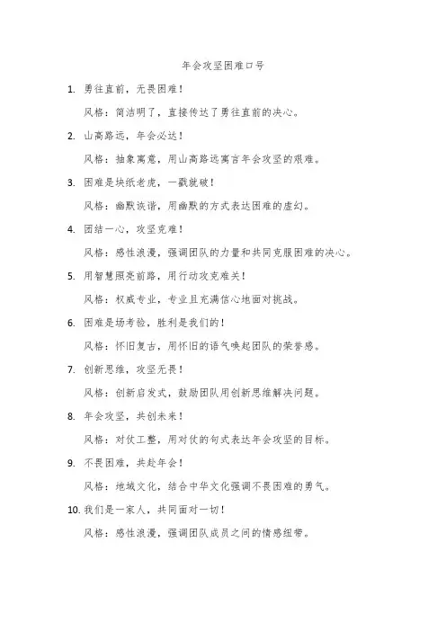 年会攻坚困难口号
